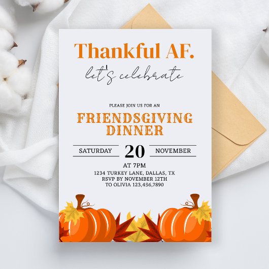 フレンドシップディナーパーティー感謝AF秋秋 招待状