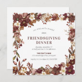 フレンドシップディナーブルガンディマウヴホワイトフローラ 招待状 (正面/裏面)