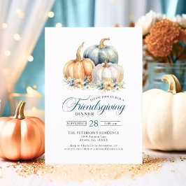 フレンドシップディナーブルーオレンジ金ゴールドカボチャ 招待状