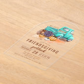 フレンドシップディナー素朴ポットラックファームトラック アクリル招待状 (レイダウン)