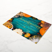 フレンドシップディナー饗宴ブルーパンプキン 箔招待状 (回転した状態)