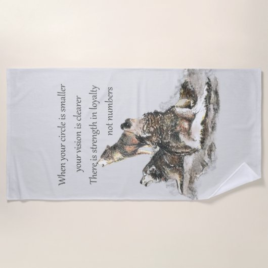 フレンドシップフレンズ引用文動物引用文アート ビーチタオル (正面)