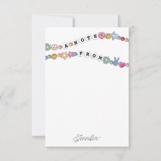 フレンドシップブレスレットガールジュエリーキッズパーソナライズされた サンキューカード (正面)