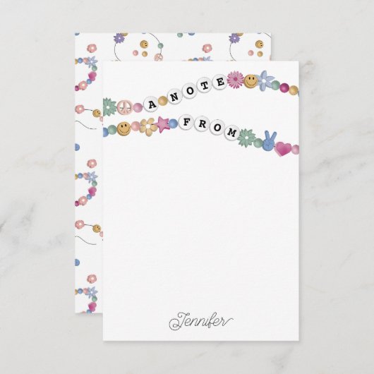 フレンドシップブレスレットガールジュエリーキッズパーソナライズされた サンキューカード (正面/裏面)