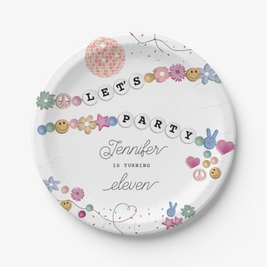 フレンドシップブレスレットガールジュエリーバースデーパーティー ペーパープレート (正面)