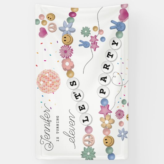 フレンドシップブレスレットガールジュエリーバースデーパーティー 横断幕 (縦)