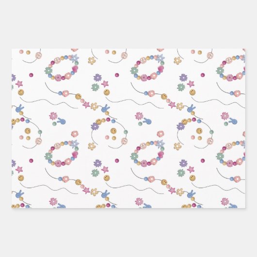 フレンドシップブレスレットガールジュエリーパターン ラッピングペーパーシート (正面2)