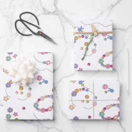 フレンドシップブレスレットガールジュエリーパターン ラッピングペーパーシート