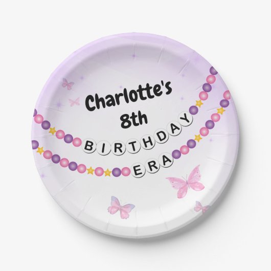 フレンドシップブレスレットガールズ誕生日エラパーティー ペーパープレート (正面)