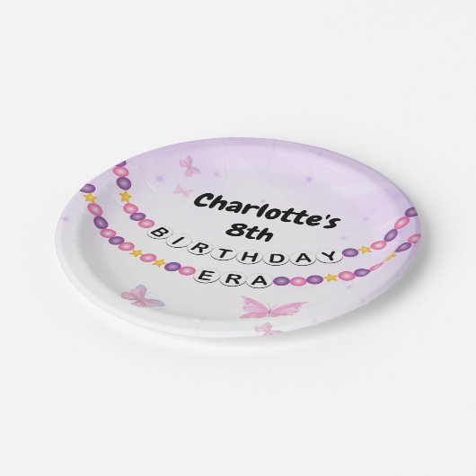 フレンドシップブレスレットガールズ誕生日エラパーティー ペーパープレート (アングル)