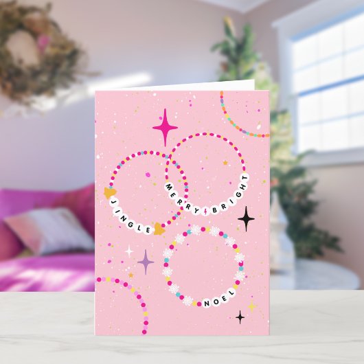 フレンドシップブレスレットピンククリスマスパーティー シーズンカード