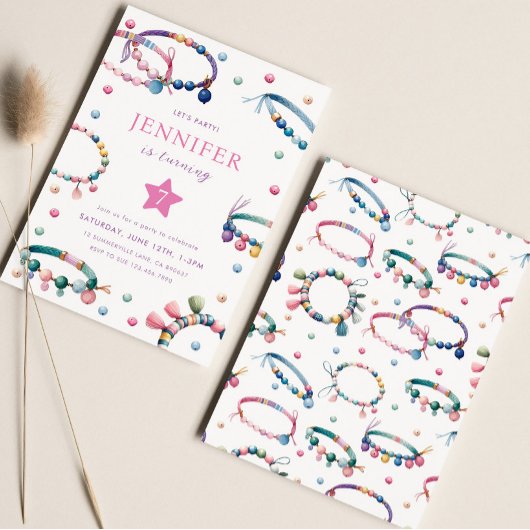 フレンドシップブレスレット誕生日パーティーの招待 招待状