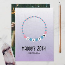 フレンドシップブレスレットTYSM誕生日サンキューパープル