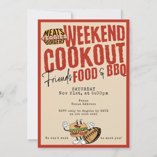 フレンドシップポットラックBBQ & Football Thanksgiving 招待状 (正面)