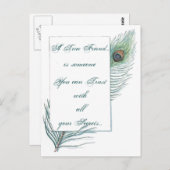 フレンドシップラブ引用文感動的孔雀 ポストカード (正面/裏面)