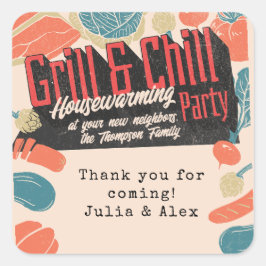 フレンドシップ引っ越し祝いパーティーBBQ感謝祭 スクエアシール
