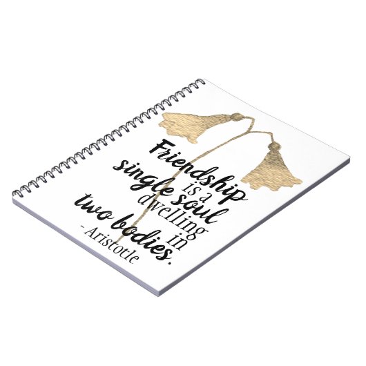 フレンドシップ引用文ウォーターカラーフローラアート ノートブック (左側)