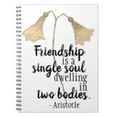 フレンドシップ引用文ウォーターカラーフローラアート ノートブック (正面)