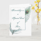 フレンドシップ引用文ピ感動的ーコックフェザー カード (黄色い花)