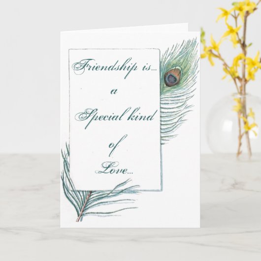 フレンドシップ引用文ピ感動的ーコックフェザー カード (黄色い花)