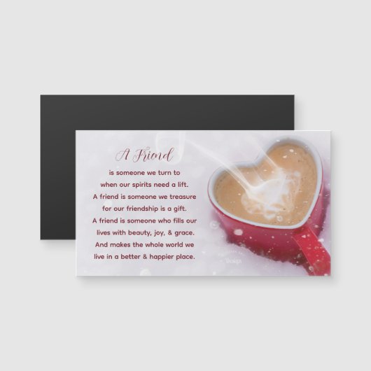 フレンドシップ引用文赤いハートマグインスノーマグネット (正面/裏面)