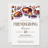 フレンドシップ感謝祭のテーブルモダン料理 招待状 (正面)
