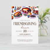 フレンドシップ感謝祭のテーブルモダン料理 招待状 (スタンド正面)