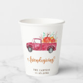 フレンドシップ秋スクリプトレッドトラックパンプキン 紙コップ (裏面)