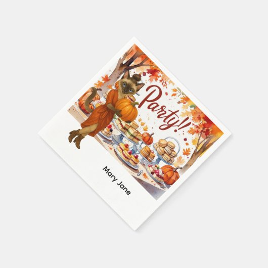 フレンドシップ秋パーティーナプキンス – コージーオータム スタンダードカクテルナプキン (角)