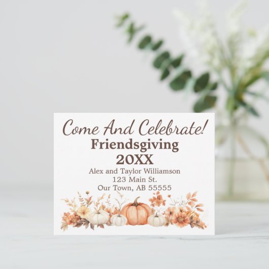 フレンドシップ秋感謝祭招待状はがき シーズンポストカード (スタンド正面)