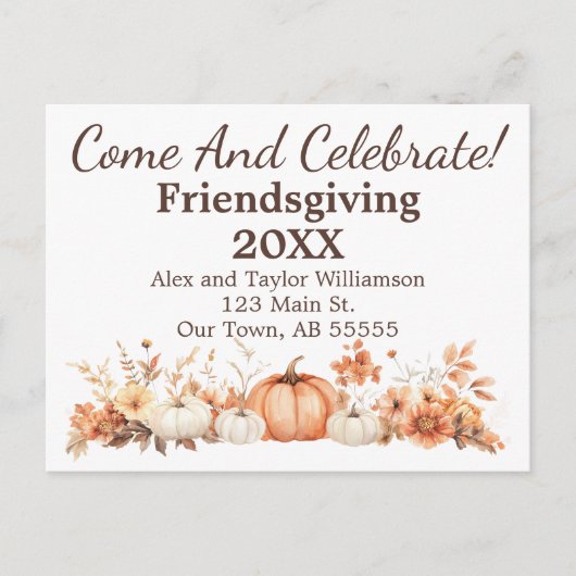 フレンドシップ秋感謝祭招待状はがき シーズンポストカード (正面)