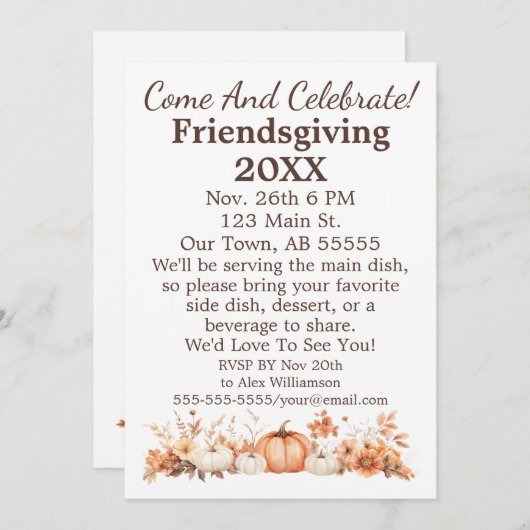 フレンドシップ秋秋感謝祭招待状 シーズンカード (正面/裏面)