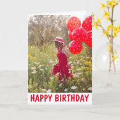 フレンドシップ誕生日カード、自然レディ&バルーン カード (黄色い花)