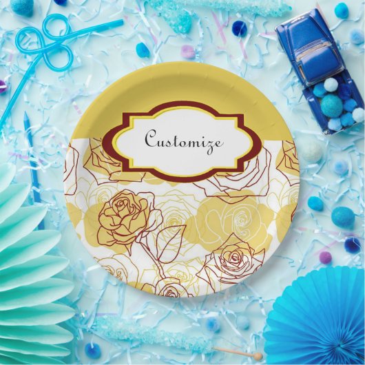 フレンドシップ&ジョイイエローローズ紙プレート ペーパープレート (パーティー)