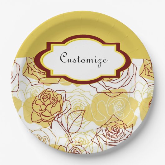 フレンドシップ&ジョイイエローローズ紙プレート ペーパープレート (正面)