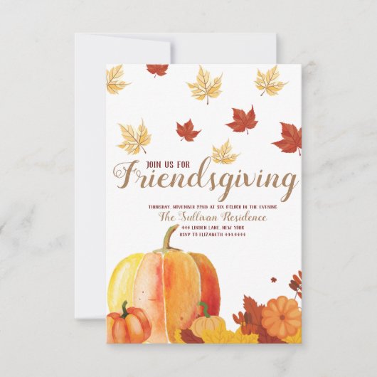 フレンドシビング感謝祭ディナー招待状 招待状 (正面)