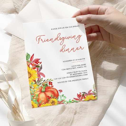 フレンドシフィングサンクスギビングディナー秋パンプキン 招待状