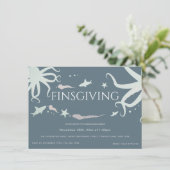 フレンドジビング感謝祭シーライフブルーグレーピンク 招待状 (スタンド正面)