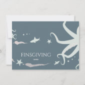 フレンドジビング感謝祭シーライフブルーグレーピンク 招待状 (裏面)