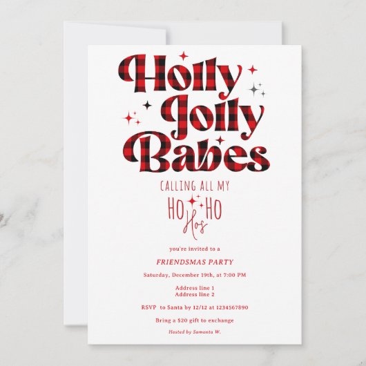 フレンドスマスガールズナイトレディースクリスマスススランバー 招待状 (正面)