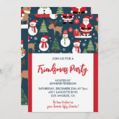 フレンドズマス招待状クリスマスツリー雪だるま 招待状 (正面/裏面)