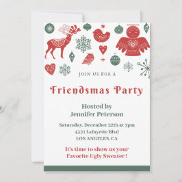 フレンドズマス招待状クリスマスノルディックグリーン 招待状