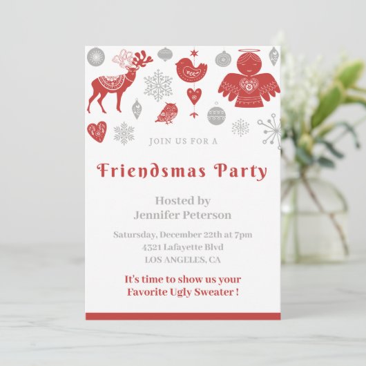 フレンドズマス招待状クリスマスノルディックグレー 招待状 (スタンド正面)