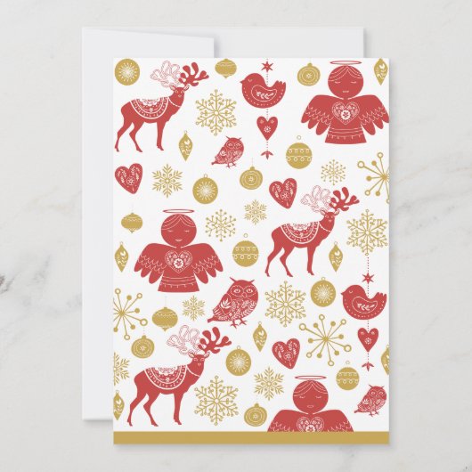 フレンドズマス招待状クリスマスノルディック金ゴールド 招待状 (裏面)