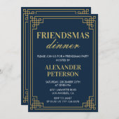 フレンドズマス招待状ディナーネイビー金ゴールド 招待状 (正面/裏面)