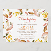 フレンドゼイビング金ゴールドカッパーオータム水彩葉ズ 招待状 (正面/裏面)