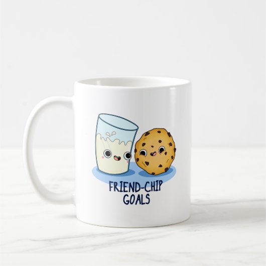 フレンドチップゴールおもしろいミルクCookie Pun コーヒーマグカップ (左)