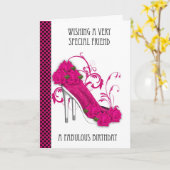 フレンドトレンディー靴及びバラ誕生日グリーティングカード カード (黄色い花)