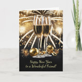 フレンドハッピーニューイヤーのシャンパン花火大会 カード (正面)