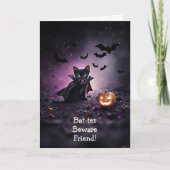 フレンドハロウィーンかわいおもしろいと黒猫 カード (正面)